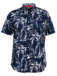 D555 Finley Hawaiian AOP S/S-Hemd mit Button-Down-Kragen, Marineblau